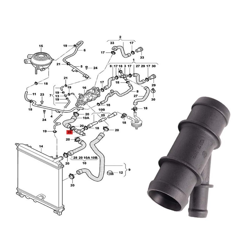 CNUPSM Water Radiator Coolant Hose Connector Pipe 1C0121087E 1C0 121 087E Compatible With VW MK6 Jetta 11-08 Polo 05-20 Skoda 11-15 Seat 13-17 1.6L Audi TT 1.8T 03-06 - Image 4